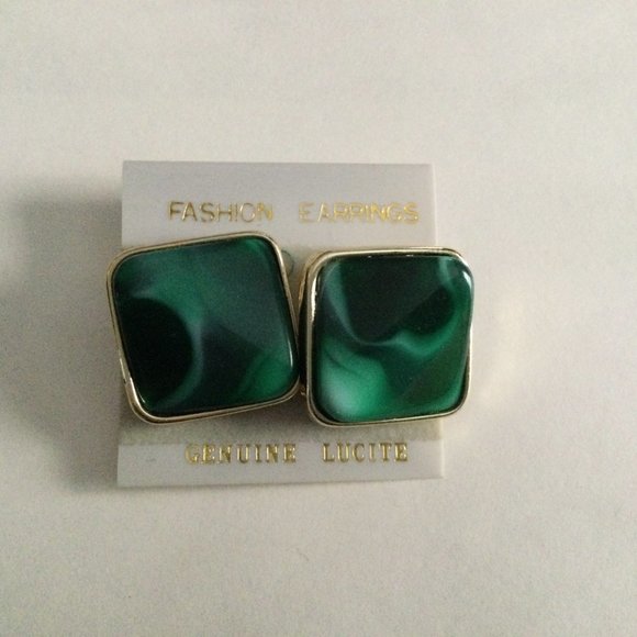 Genuine Lucite vintage green earrings - Picture 1 of 3